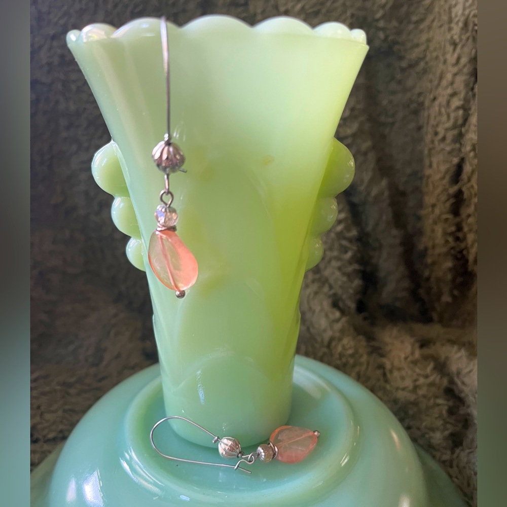 Elegant Silver and Pink Teardrop Earrings